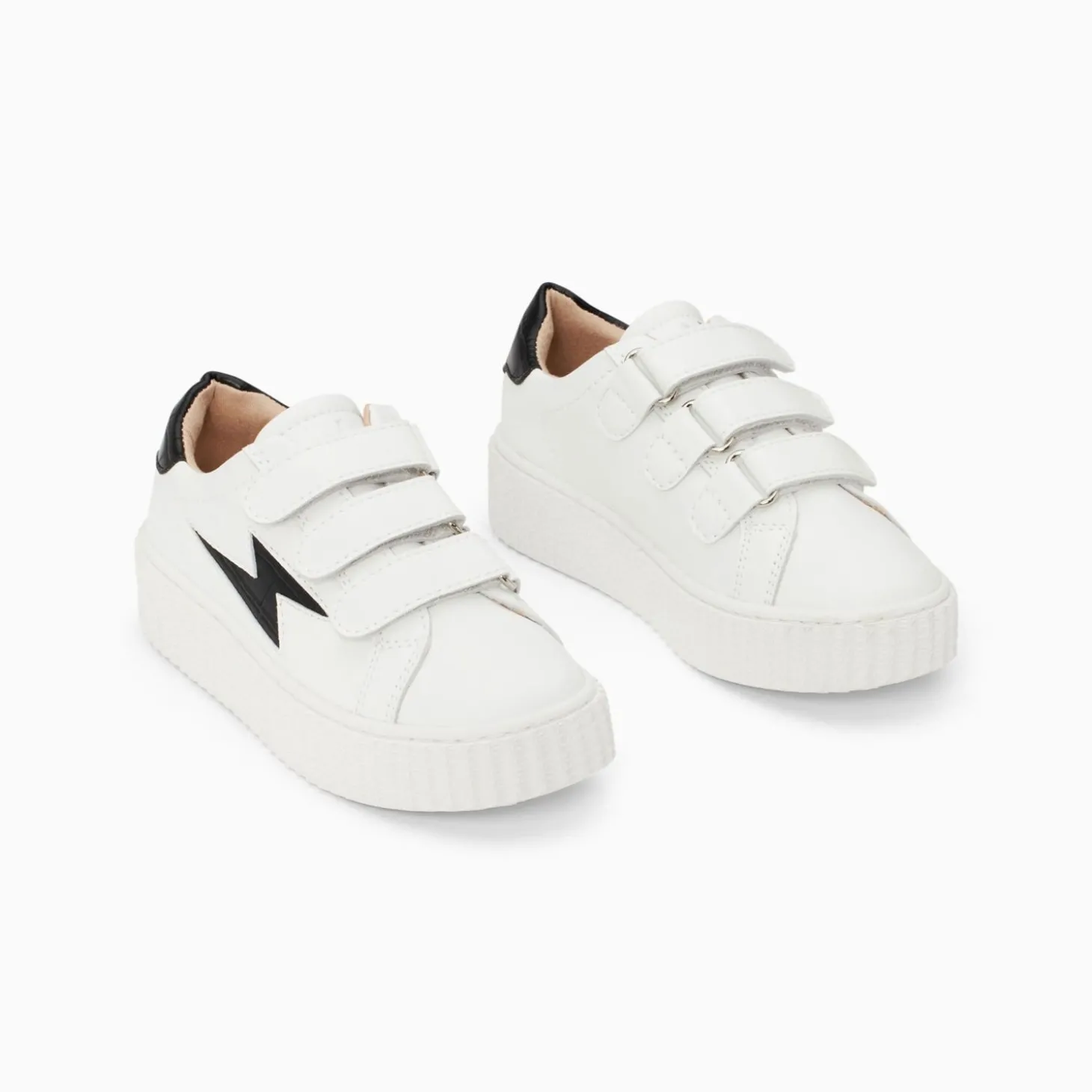 Baskets Eclair Mini Elsa Blanc Et Noir Croco A Scratchs