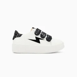 Baskets Eclair Mini Ingrid Blanc Et Noir Zebre A Scratchs