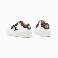 Baskets Eclair Mini Ingrid Blanc Et Noir Zebre A Scratchs