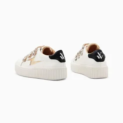 Baskets Eclair Mini Maggie Blanc Et Or A Scratchs Leopard