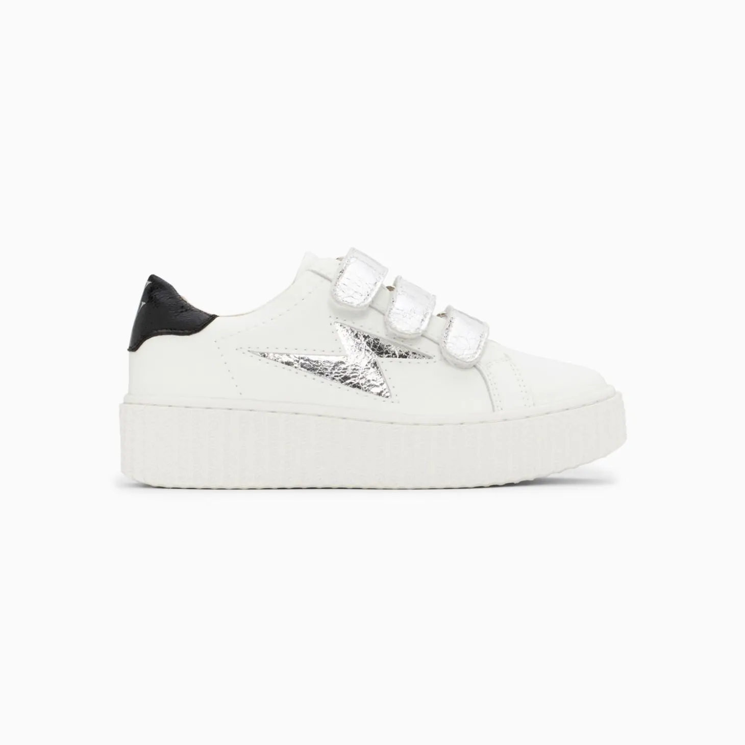 Baskets Eclair Mini Marilou Blanc Et Argent A Scratchs