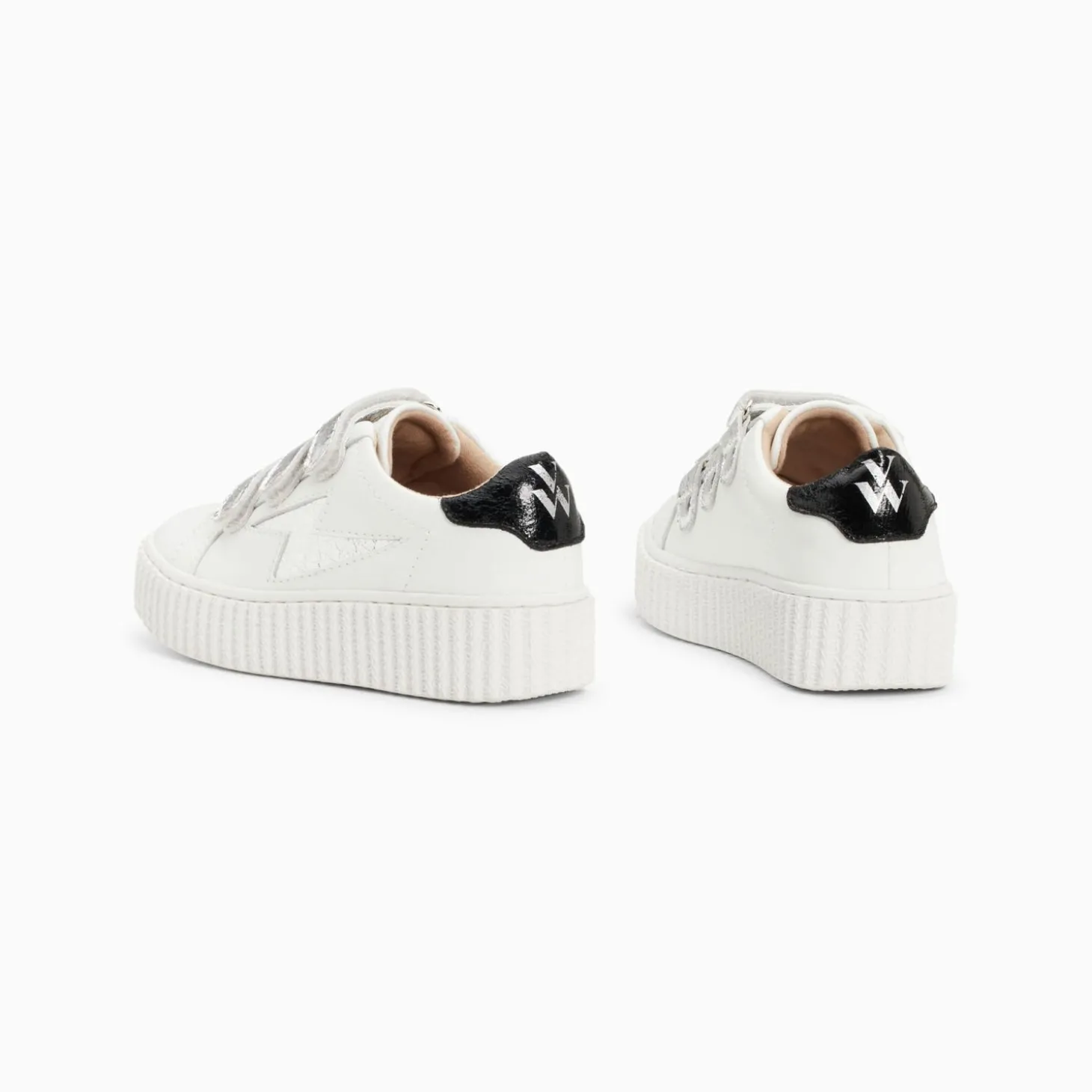 Baskets Eclair Mini Marilou Blanc Et Argent A Scratchs