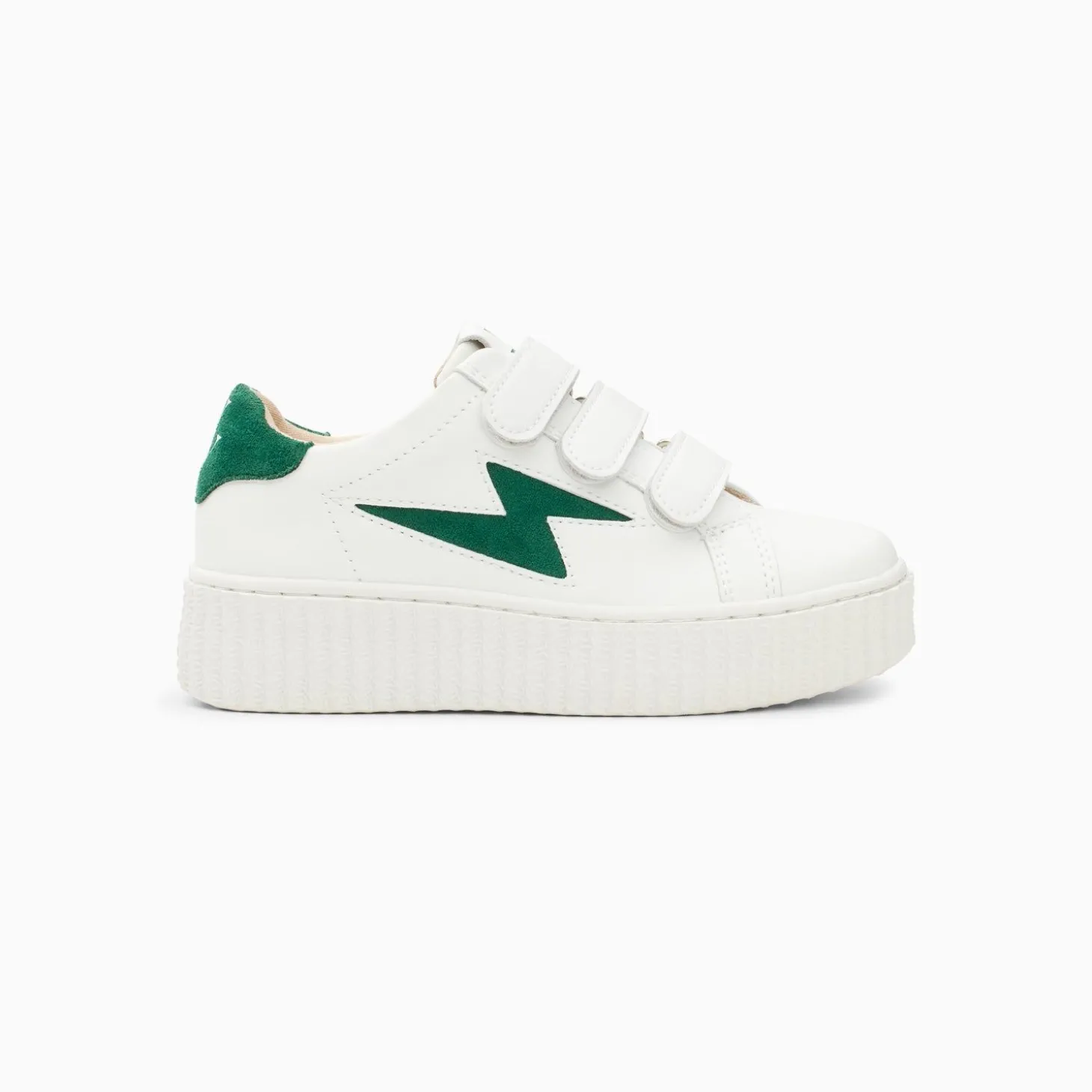Baskets Eclair Mini Vicky Blanc Et Vert Sapin A Scratchs