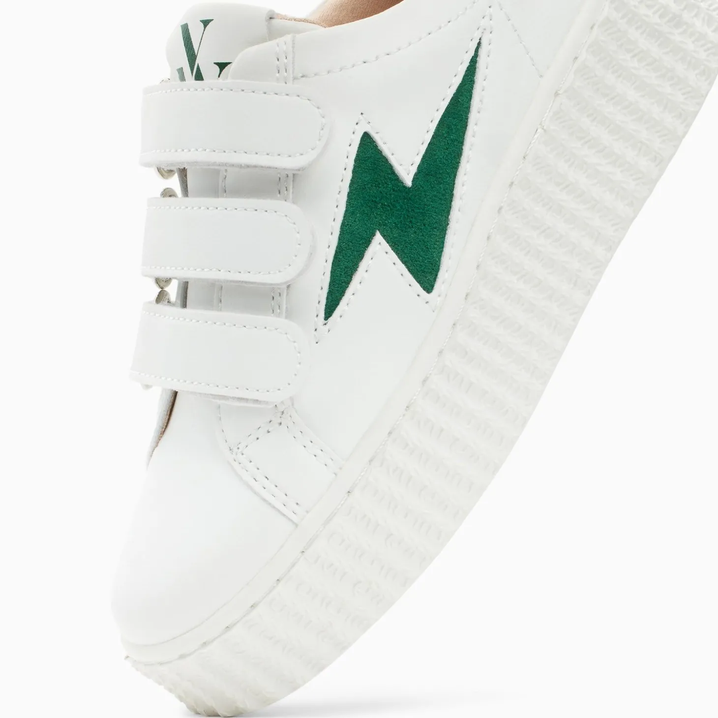 Baskets Eclair Mini Vicky Blanc Et Vert Sapin A Scratchs