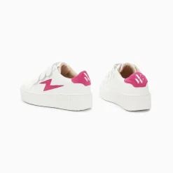Baskets Eclair Mini Vicky Blanc Et Fuchsia A Scratchs