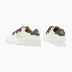 Baskets Eclair Noura Blanc Et Or A Scratchs Leopard