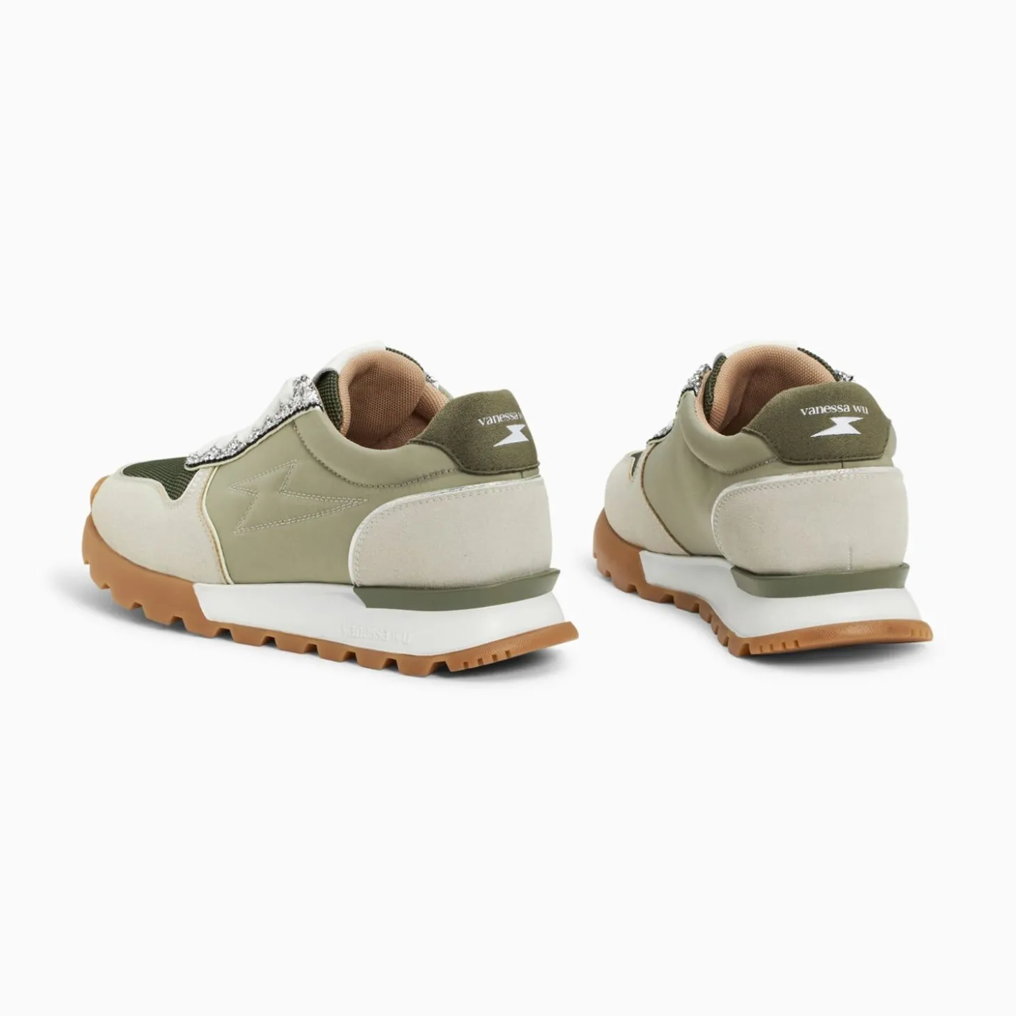 Baskets Eclair Paola Kaki Et Argent A Semelle Running