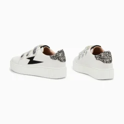 Baskets Eclair Pomeline Blanc Et Noir A Scratchs Argent