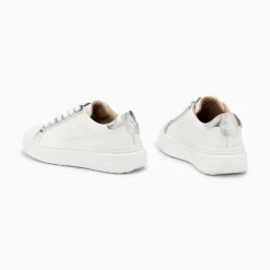 Baskets Eclair Romane Blanc Et Argent A Lacets