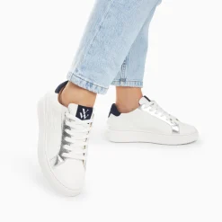 Baskets Eclair Romane Blanc Et Bleu A Lacets