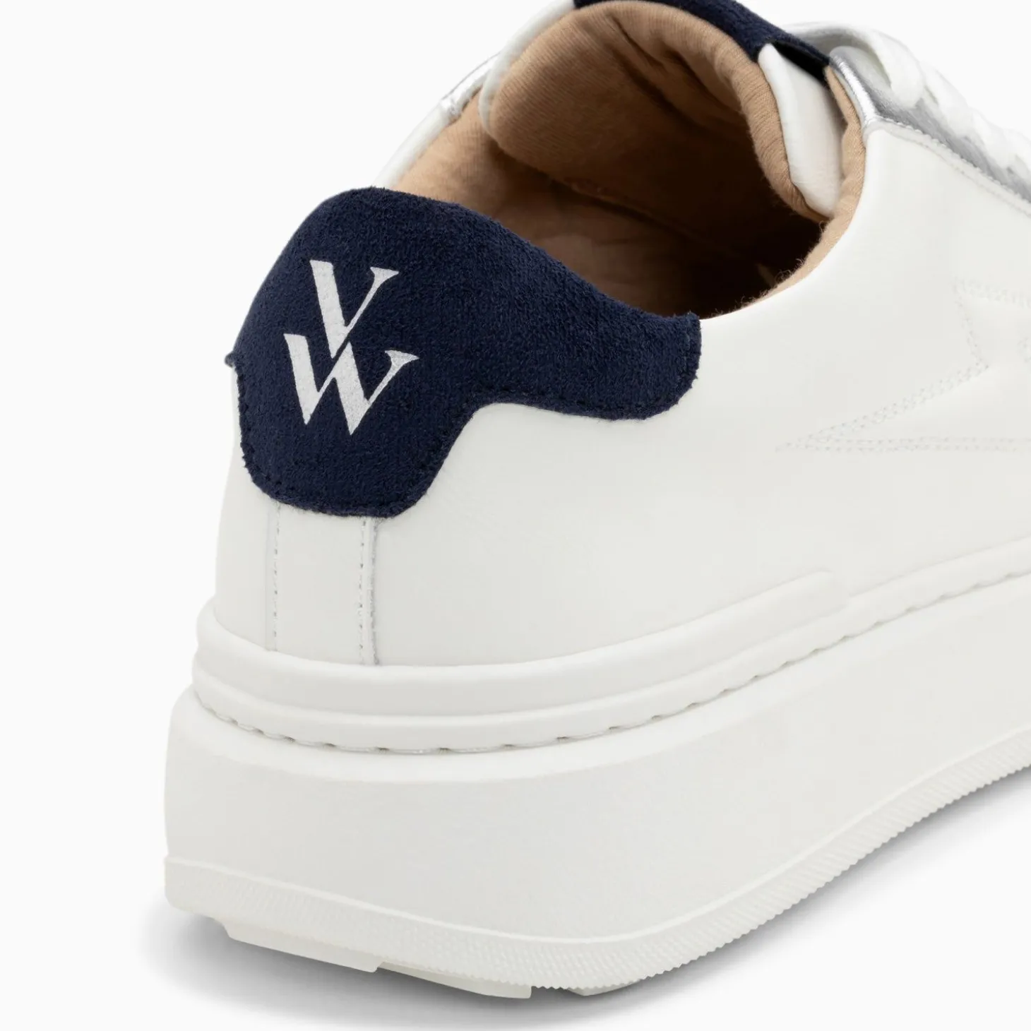 Baskets Eclair Romane Blanc Et Bleu A Lacets