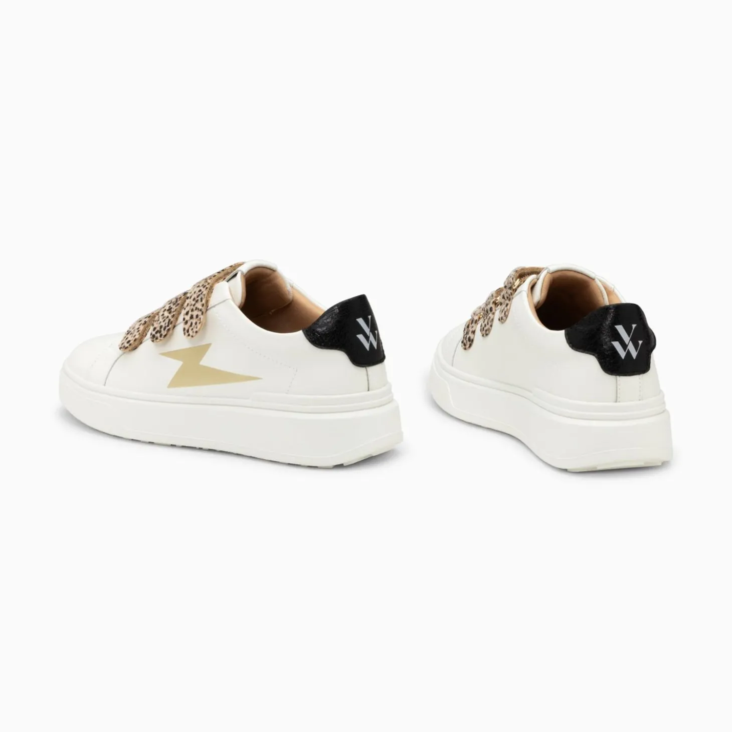 Baskets Eclair Salome Blanc Et Or A Scratchs Guepard