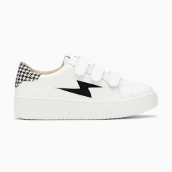 Baskets Eclair Sansa Blanc Et Noir Pied-De-Poule A Scratchs