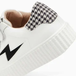 Baskets Eclair Sansa Blanc Et Noir Pied-De-Poule A Scratchs