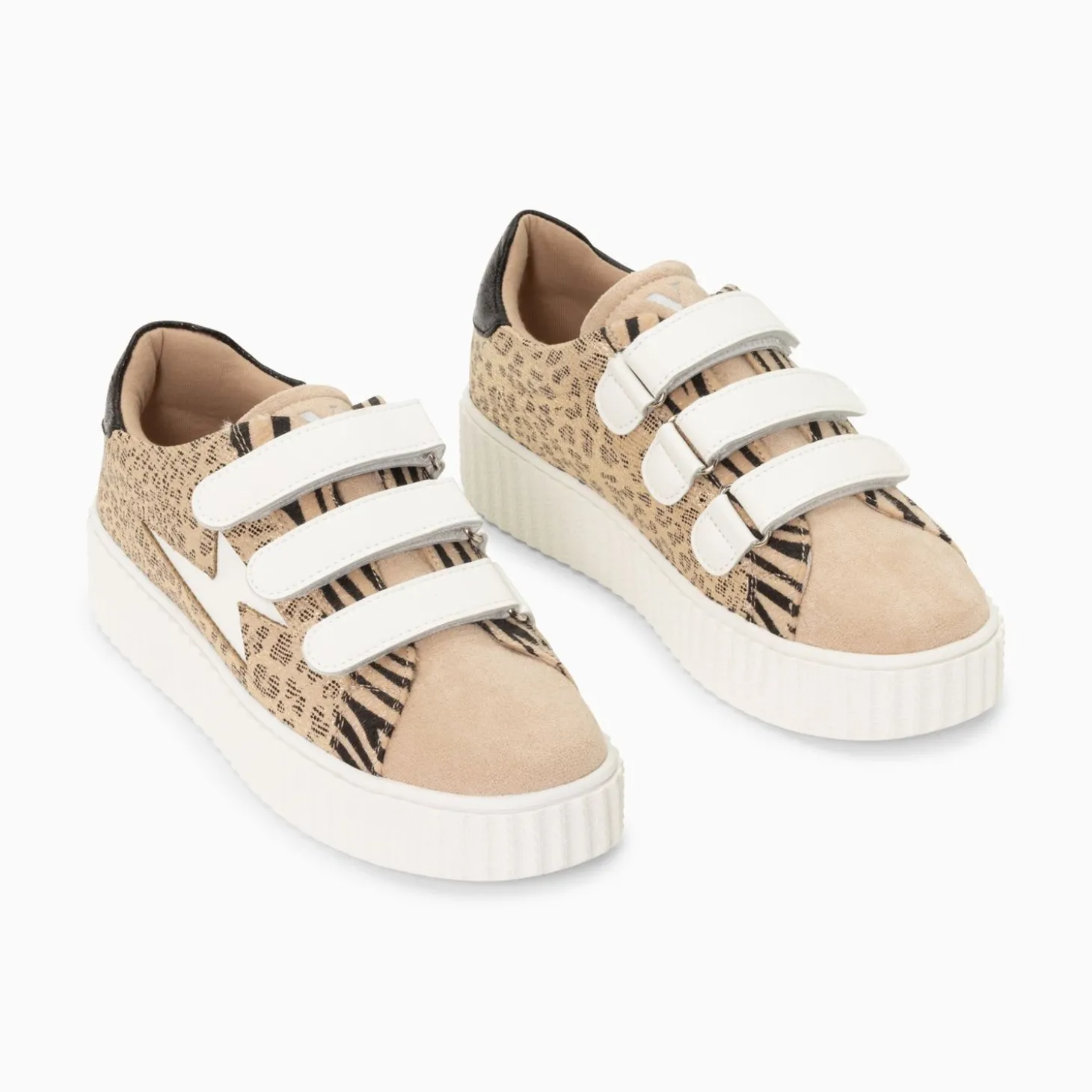 Baskets Eclair Scarlett Beiges A Imprime Leopard