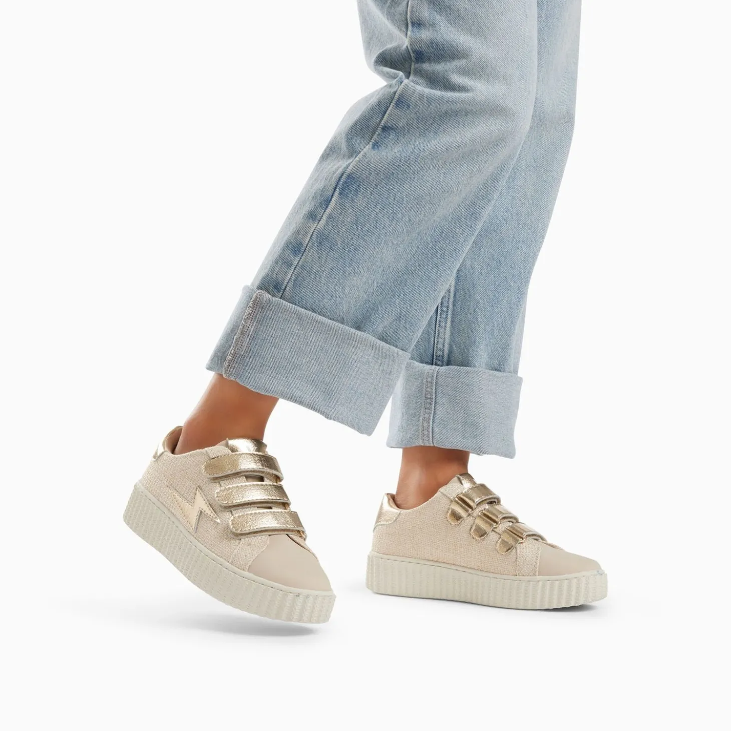 Baskets Eclair Summer Beige Et Or A Scratchs