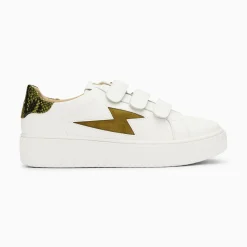 Baskets Eclair Susan Blanc Et Kaki A Scratchs