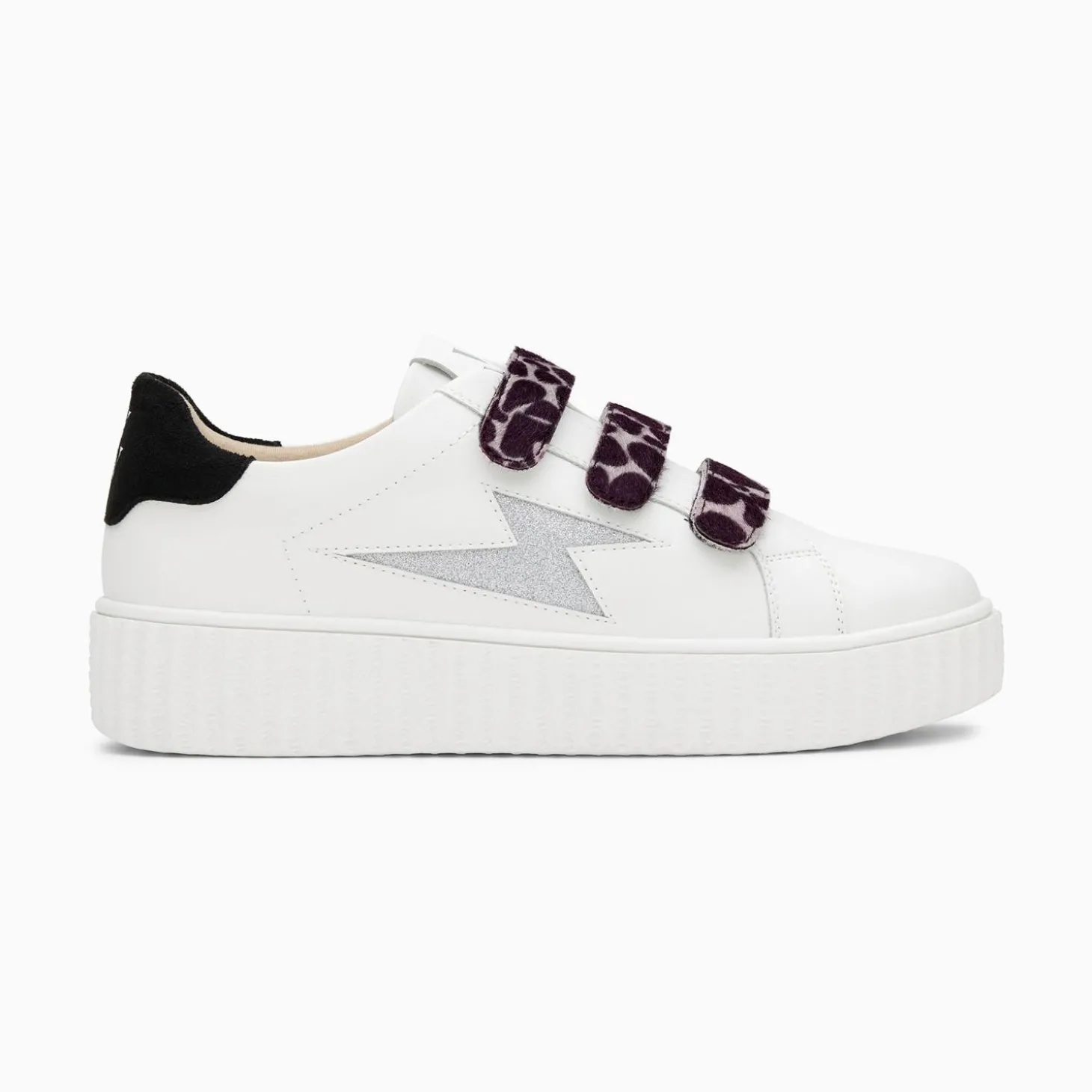 Baskets Eclair Thais Blanc Et Argent Paillete A Scratchs