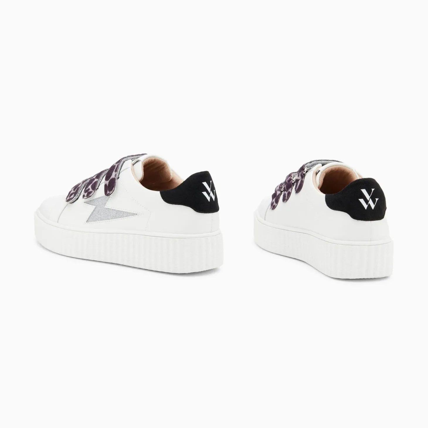 Baskets Eclair Thais Blanc Et Argent Paillete A Scratchs