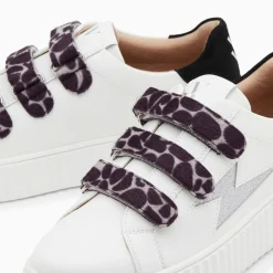 Baskets Eclair Thais Blanc Et Argent Paillete A Scratchs