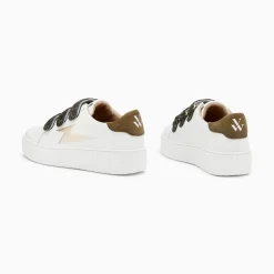 Baskets Eclair Thais Blanc Et Or A Scratchs Kaki