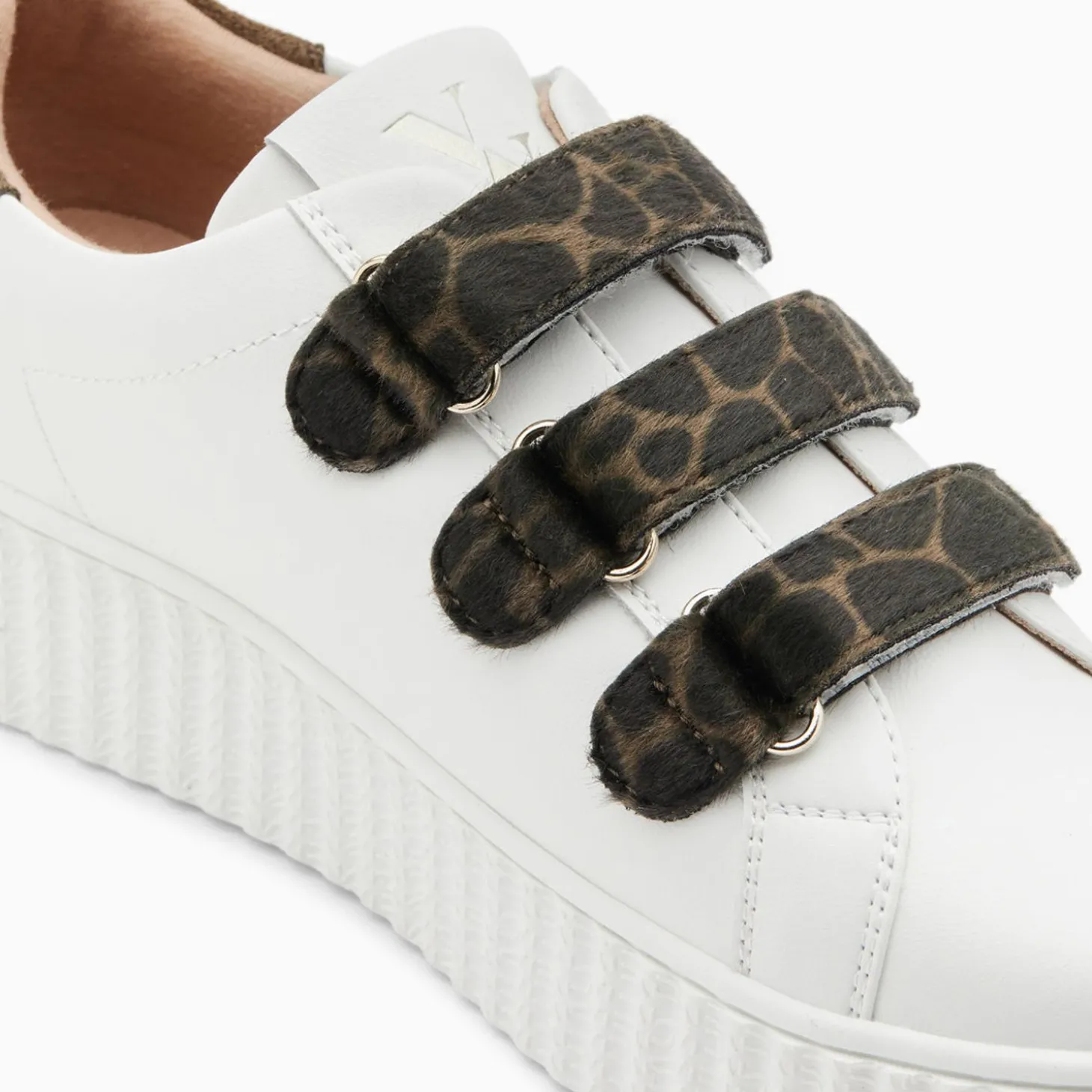 Baskets Eclair Thais Blanc Et Or A Scratchs Kaki