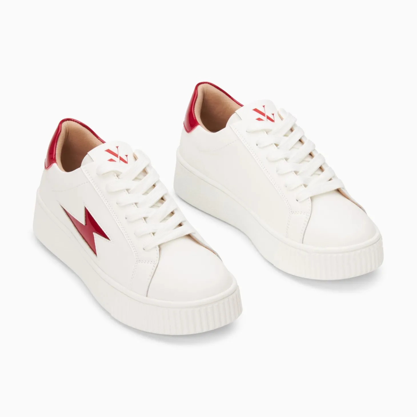Baskets Eclair Tiff Blanc Et Rouge Verni A Lacets