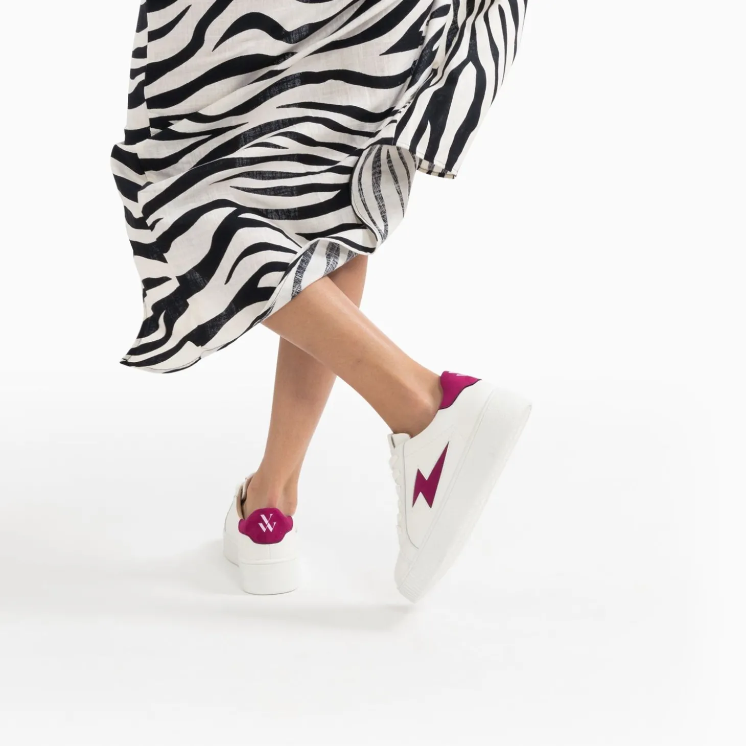 Baskets Eclair Tiff Blanc Et Magenta A Lacets