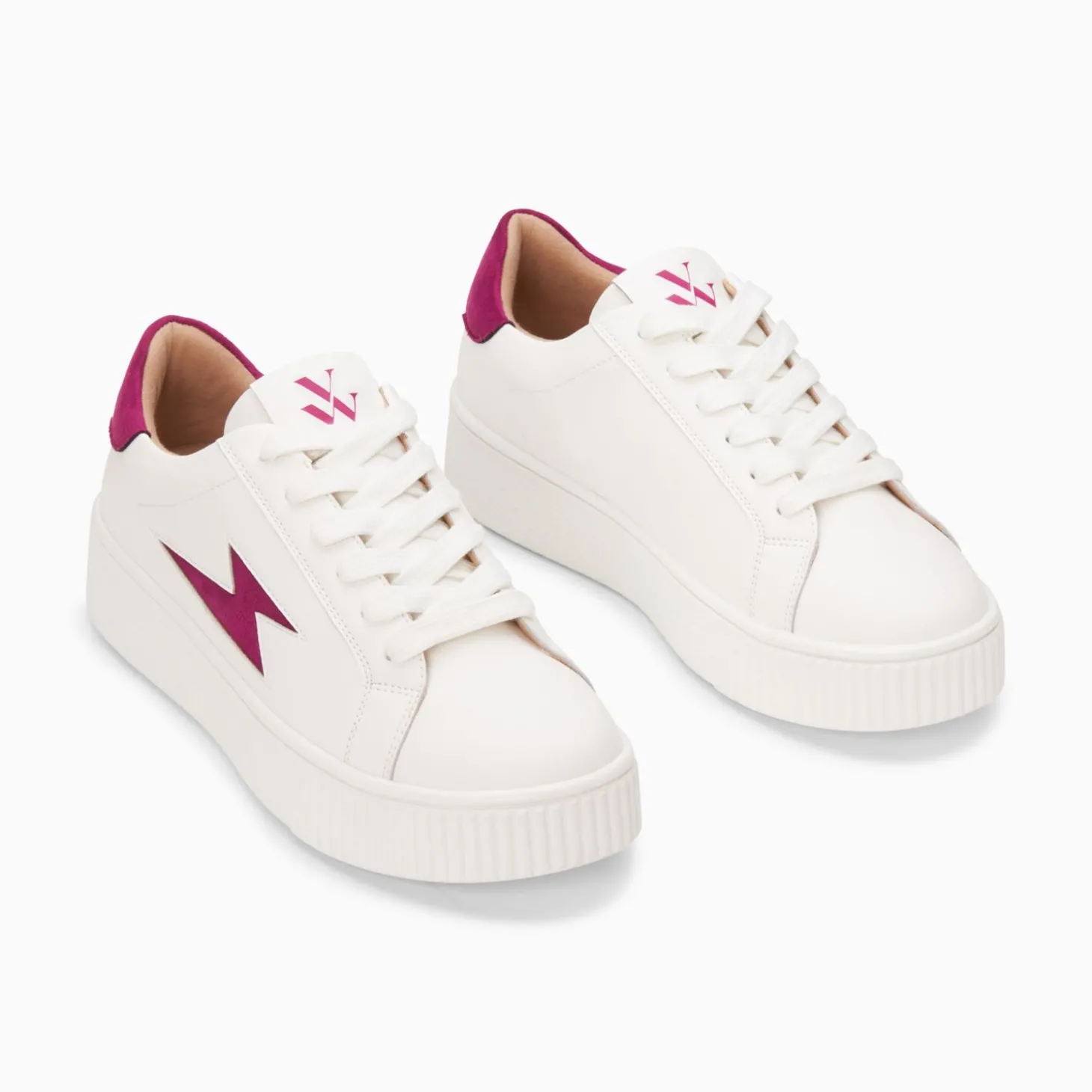 Baskets Eclair Tiff Blanc Et Magenta A Lacets