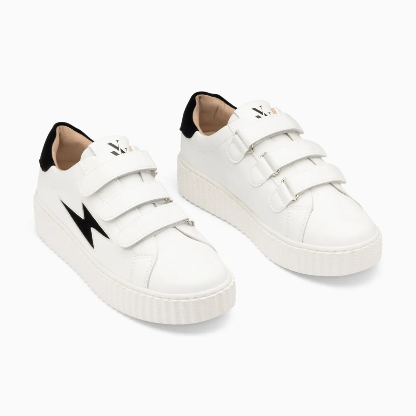 Baskets Eclair Vicky Blanc Et Noir A Scratchs
