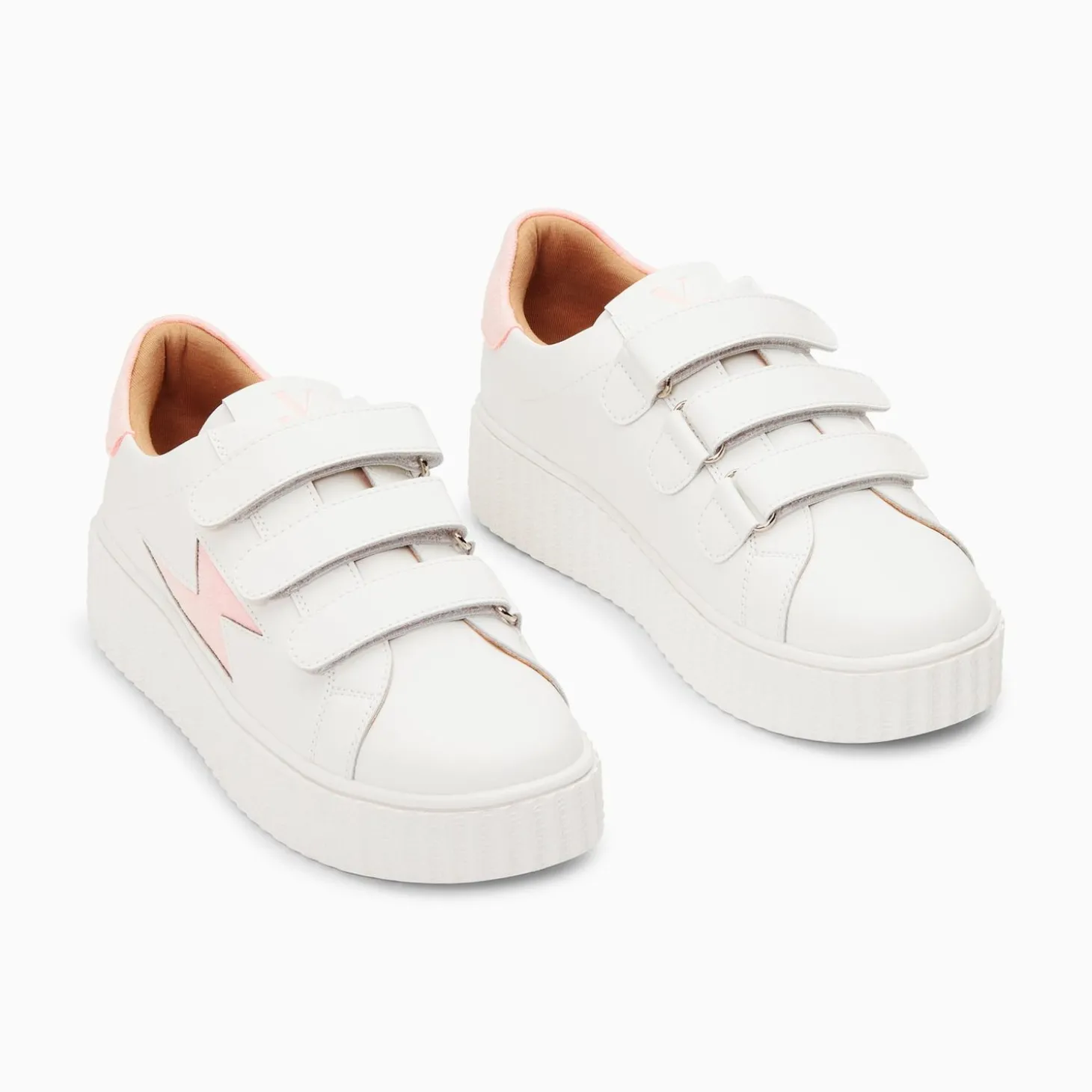 Baskets Eclair Vicky Blanc Et Rose A Scratchs