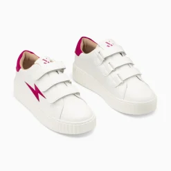Baskets Eclair Vicky Blanc Et Fuchsia A Scratchs