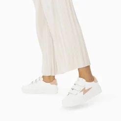 Baskets Eclair Vicky Blanc Et Beige A Scratchs