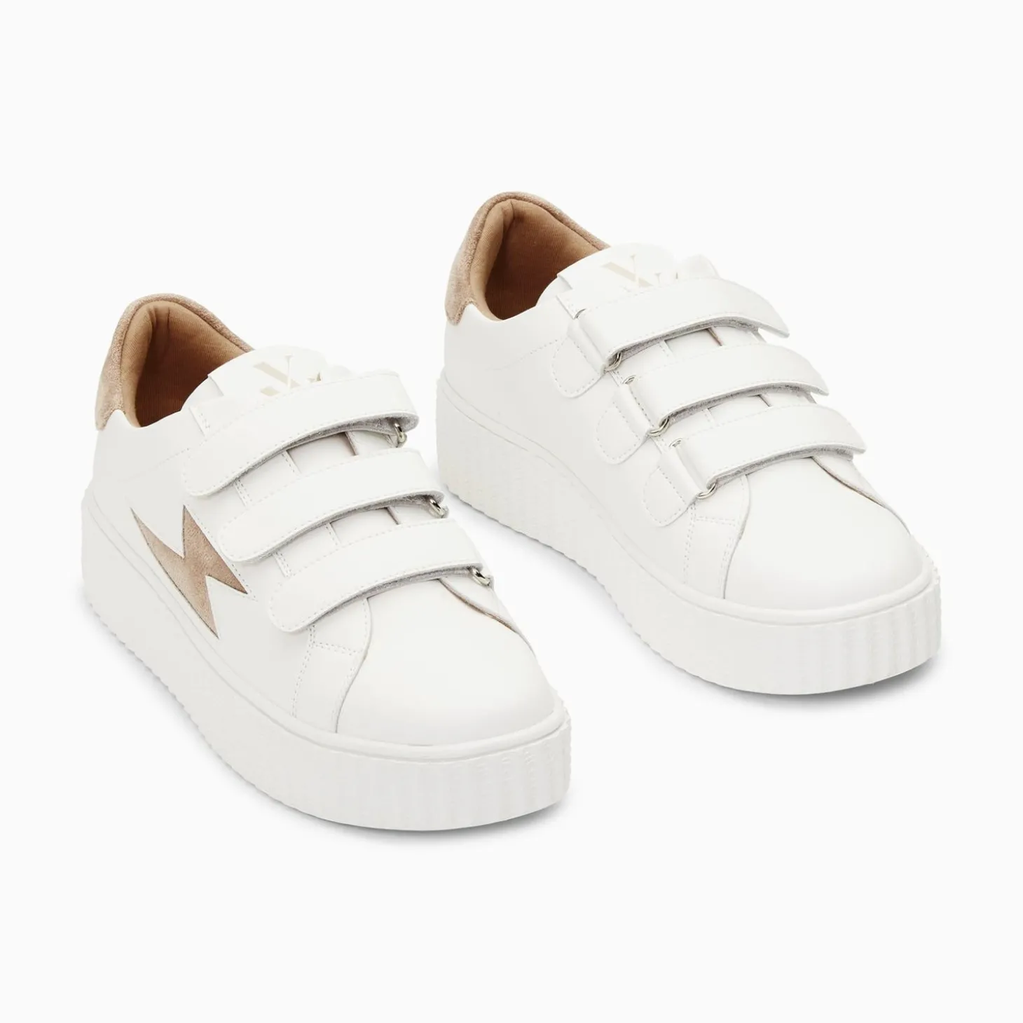 Baskets Eclair Vicky Blanc Et Beige A Scratchs