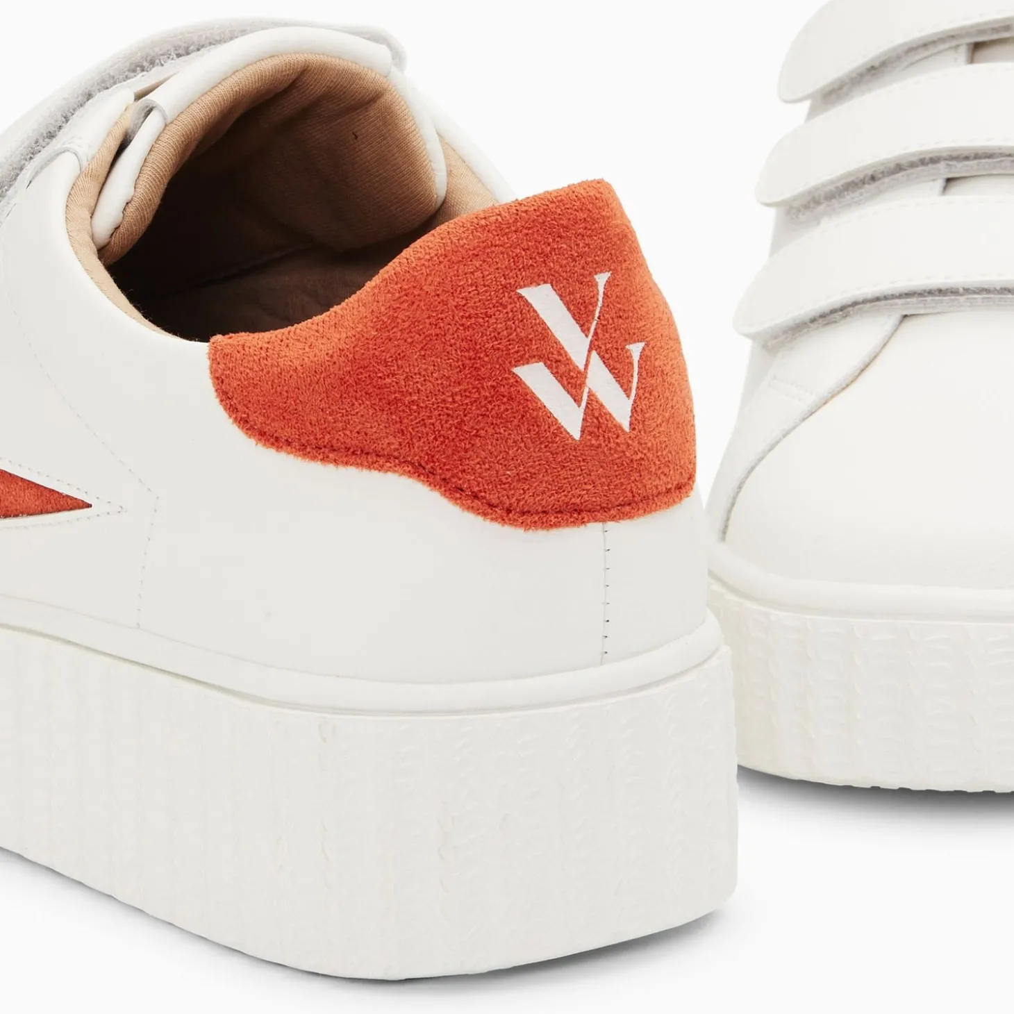Baskets Eclair Vicky Blanc Et Orange A Scratchs