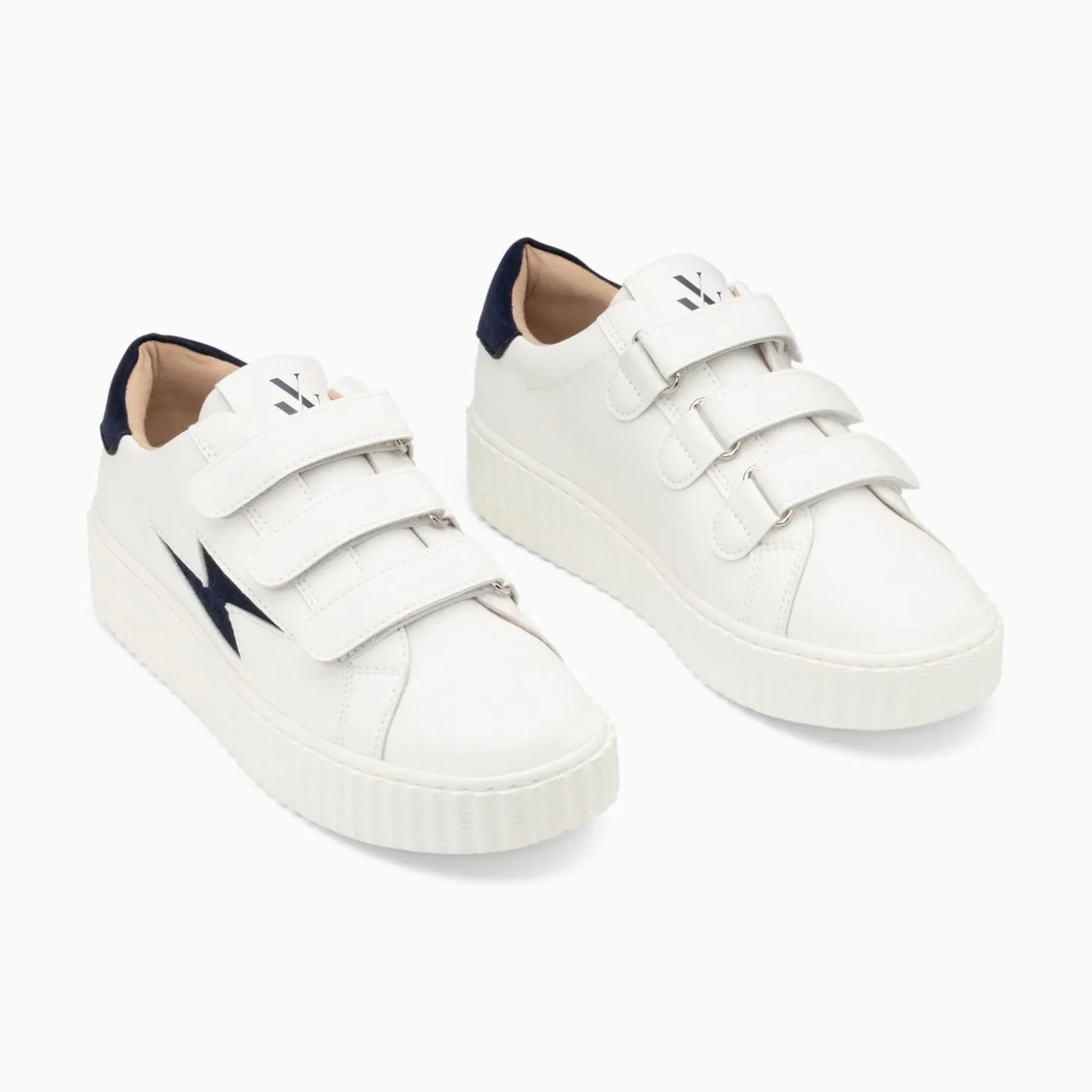 Baskets Eclair Vicky Blanc Et Marine A Scratchs