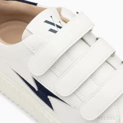 Baskets Eclair Vicky Blanc Et Marine A Scratchs