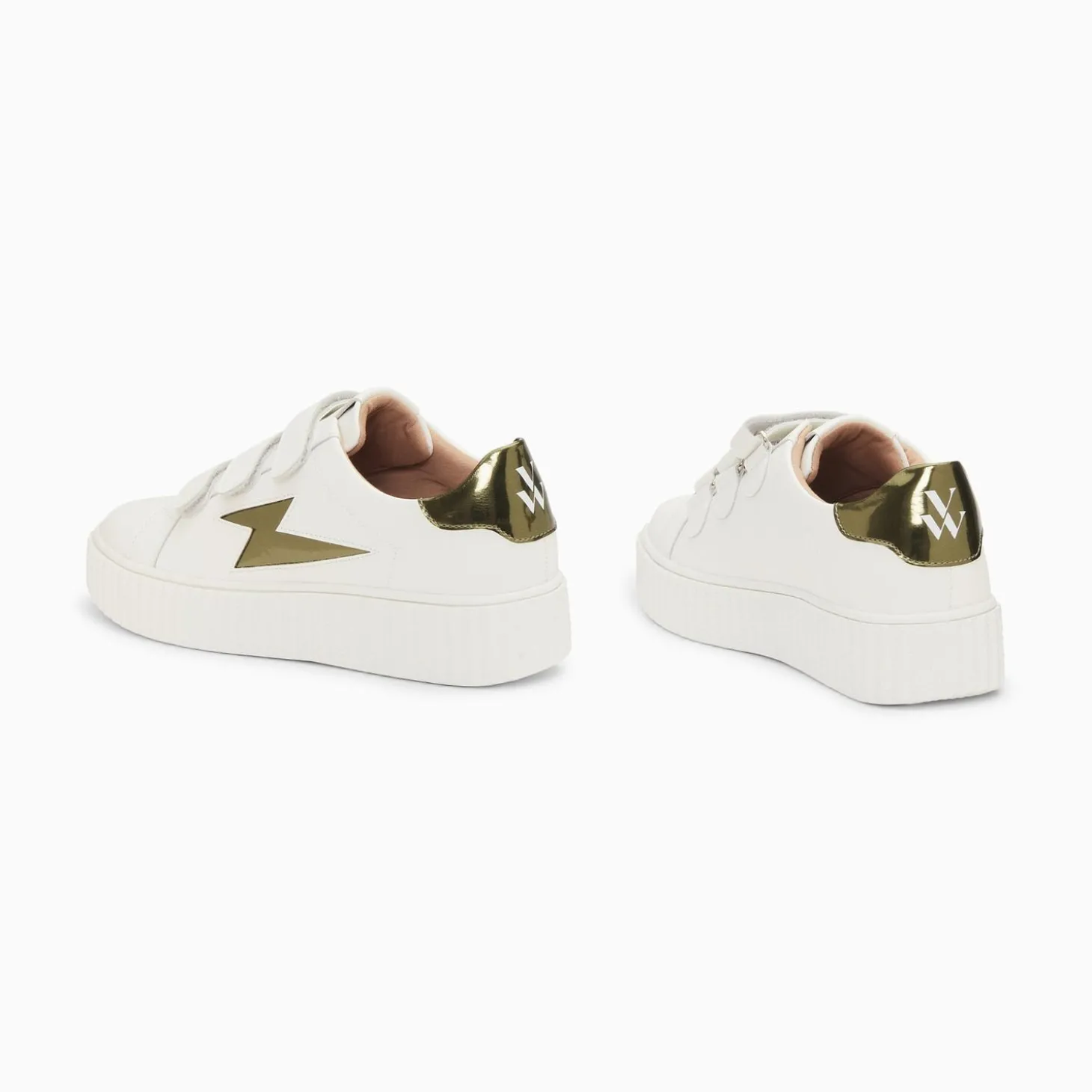 Baskets Eclair Willow Blanc Et Kaki Effet Miroir A Scratchs