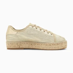 Baskets Espadrilles Kourtney Or Imprime Zebre A Lacets