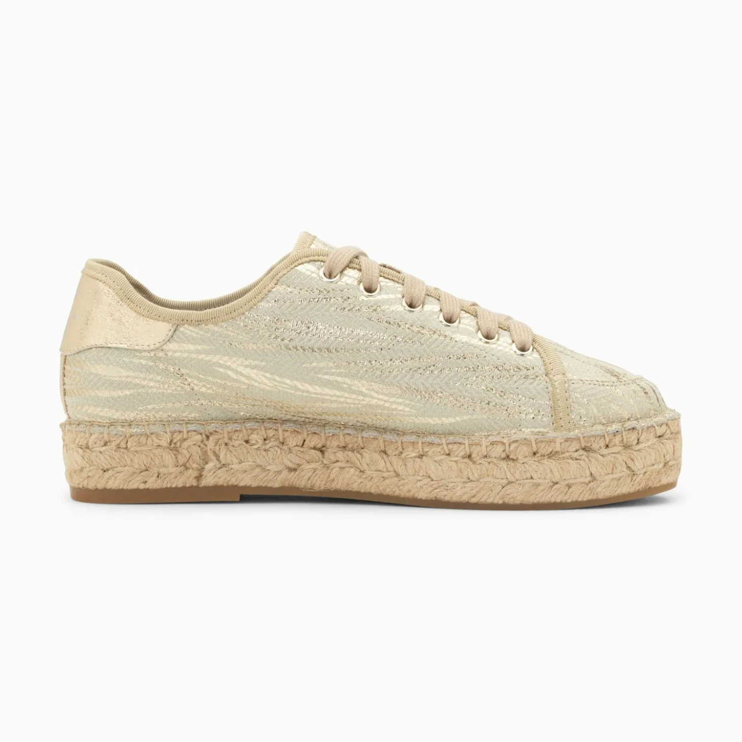 Baskets Espadrilles Kourtney Or Imprime Zebre A Lacets