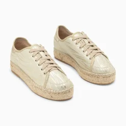 Baskets Espadrilles Kourtney Or Imprime Zebre A Lacets