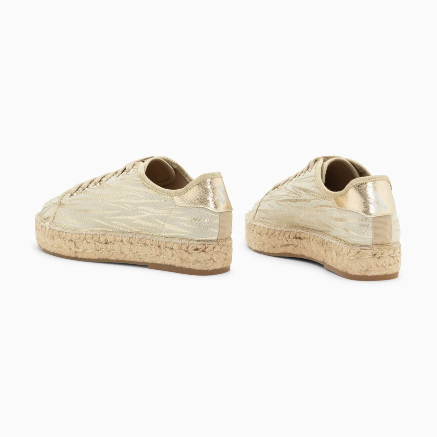 Baskets Espadrilles Kourtney Or Imprime Zebre A Lacets