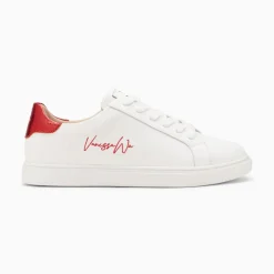 Baskets Isabella Blanc Et Rouge A Lacets