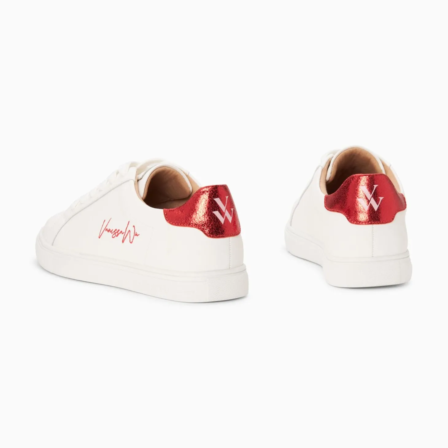 Baskets Isabella Blanc Et Rouge A Lacets