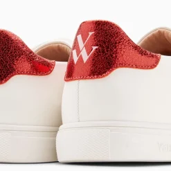 Baskets Isabella Blanc Et Rouge A Lacets