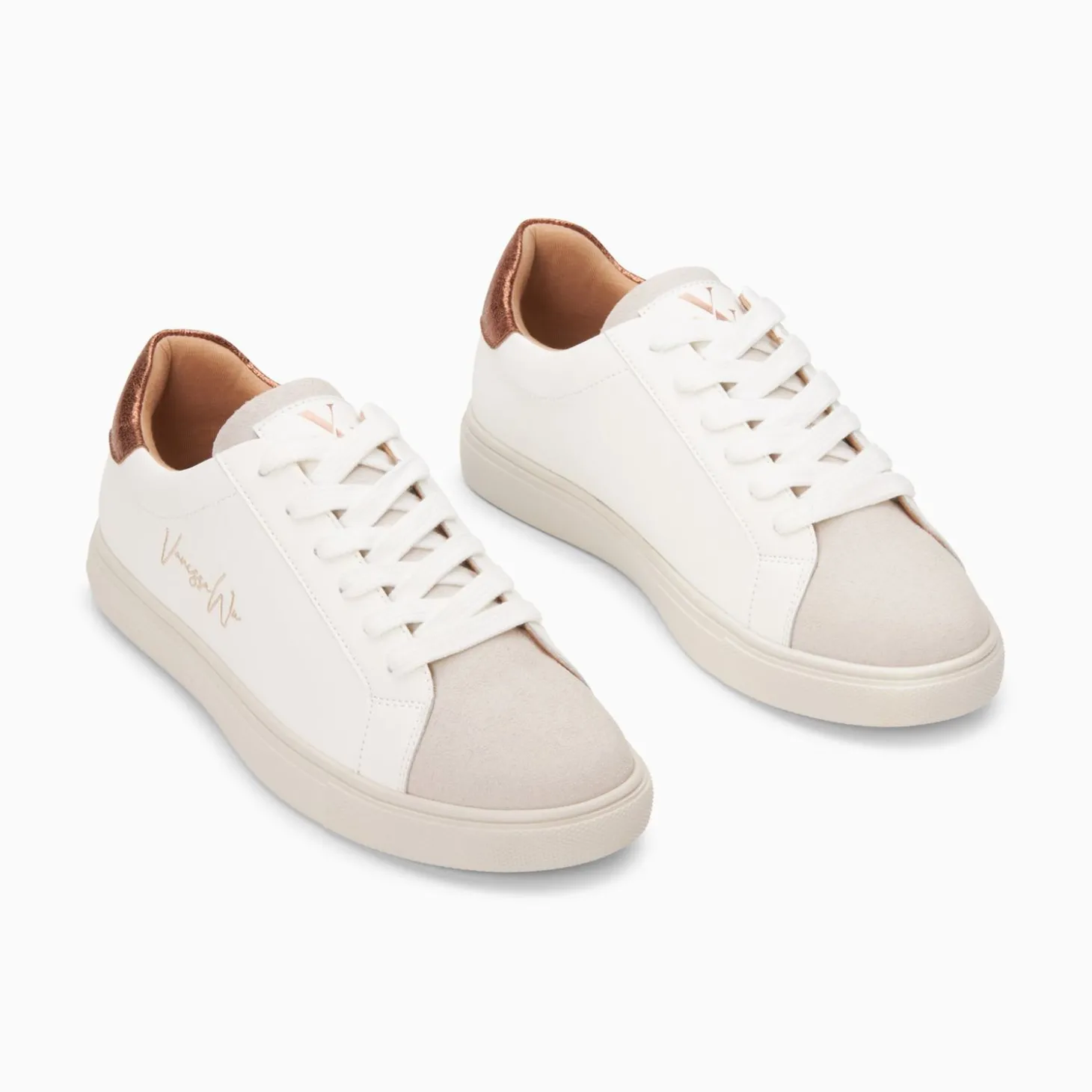 Baskets Isabella Blanc Et Bronze A Lacets