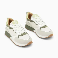 Baskets Margaux Gris Et Vert A Semelle Running