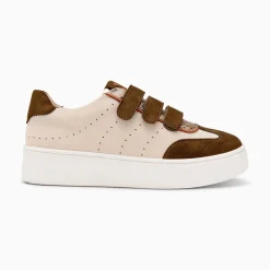 Baskets Marie Beige Et Kaki A Scratchs