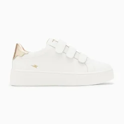Baskets Mini Eclair Solange Blanc Et Or A Scratchs
