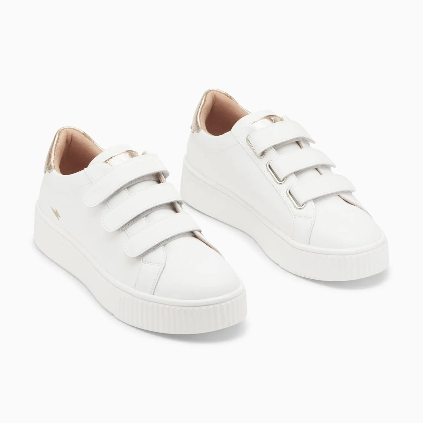 Baskets Mini Eclair Solange Blanc Et Or A Scratchs